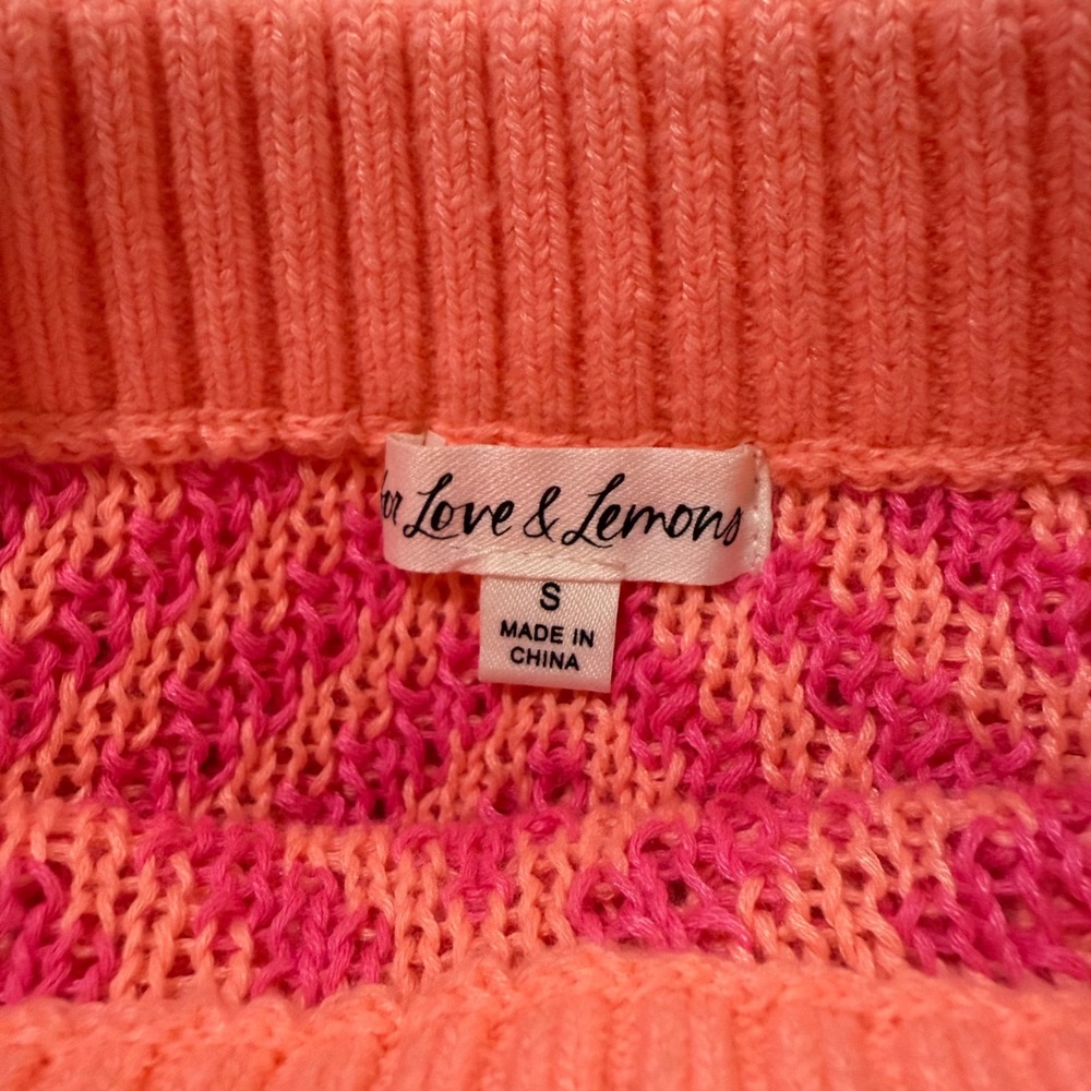 For Love & Lemons‎ Jacida Knit Crochet Stretch Skirt Bright Pink & Orange Small - Picture 5 of 7